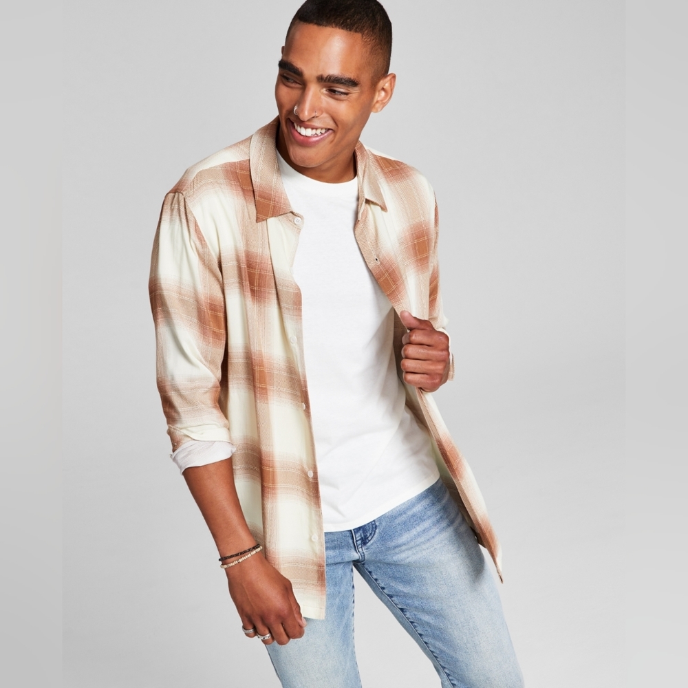 And Now This Men's Regular-Fit Plaid Shirt